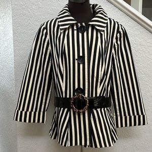 Carlisle Black and Beige Striped Cotton Jacket Size 8